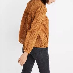Madewell Eyelet Double-Tie Peasant Top